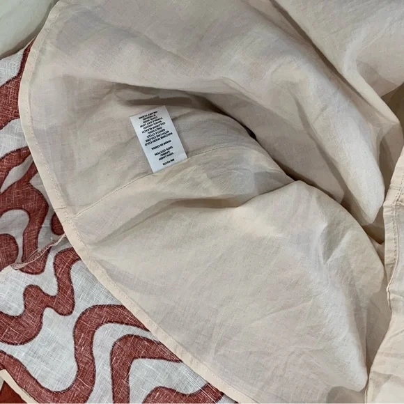 Magaschoni size Large 100% Linen Dress Puffy Sleeves Pockets Lined Rust Tan - Picture 4 of 8